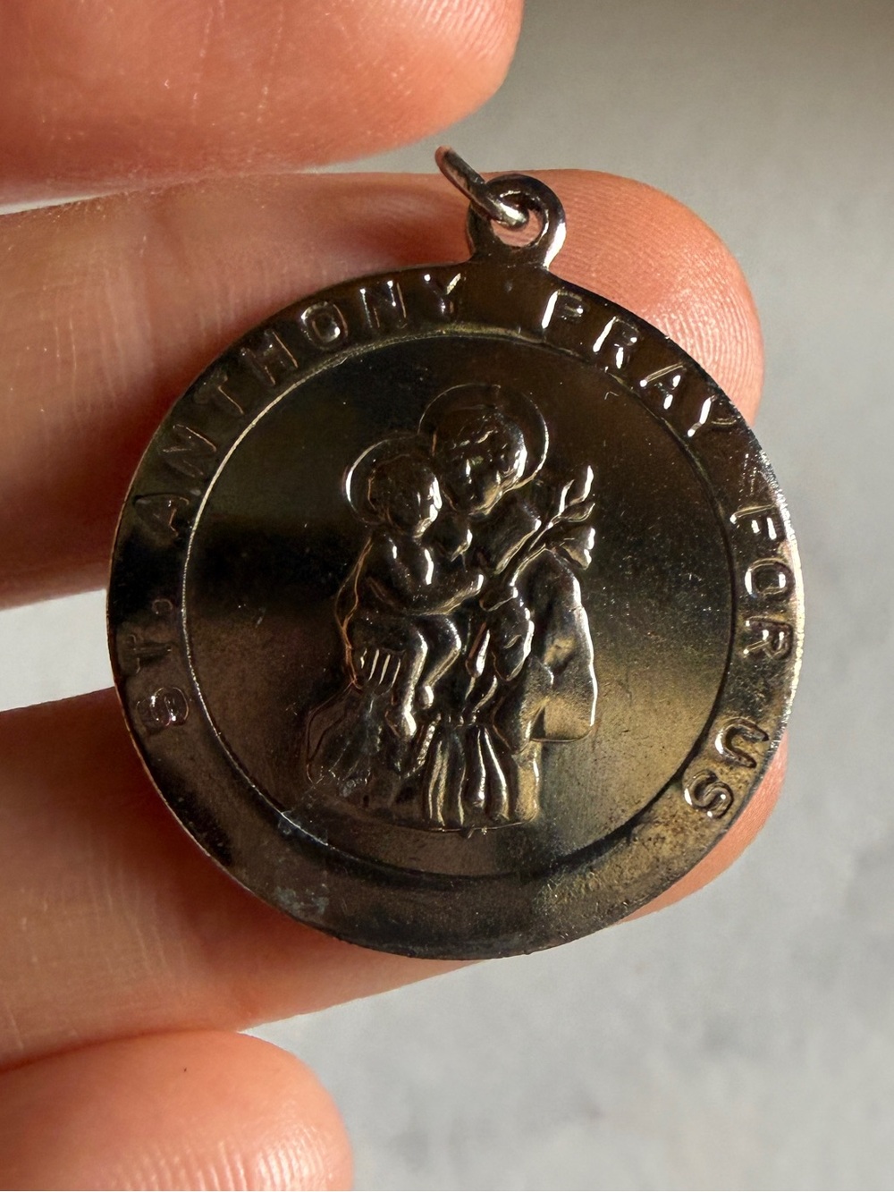 Sterling silver St. Anthony Pray For Us Medal Pendant religious Catholic medalli